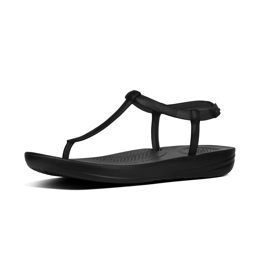 Fitflop Womens Sandals Black - Iqushion Splash Pearlised Back-strap - 04AFQZOML